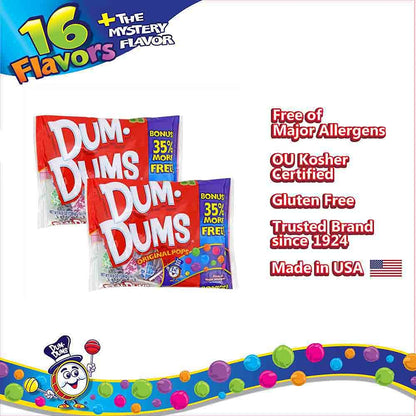 Dum Dums Original Mix 400 ct. Bag - All-Time Classic Flavors - Individually Wrapped Lollipops for Any Occasion!