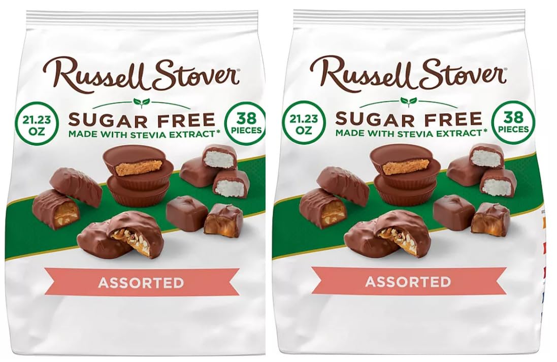 (Pack Of 2)-Russell Stover Sugar-Free 76 COUNT Assorted Chocolates (42.46oz.)